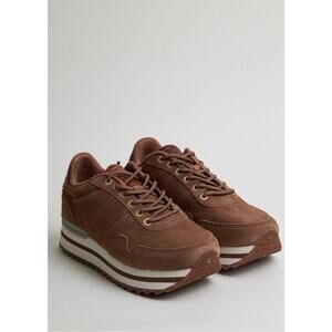 Woden Women’s Nora III Suede Plateau Trainers in Latte Sz 5.5 / 6